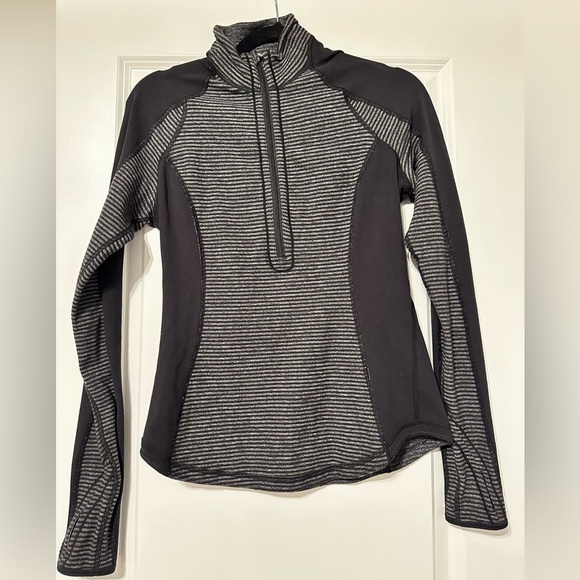 lululemon athletica Jackets & Blazers - Lululemon Chic Black and Gray Striped Pullover